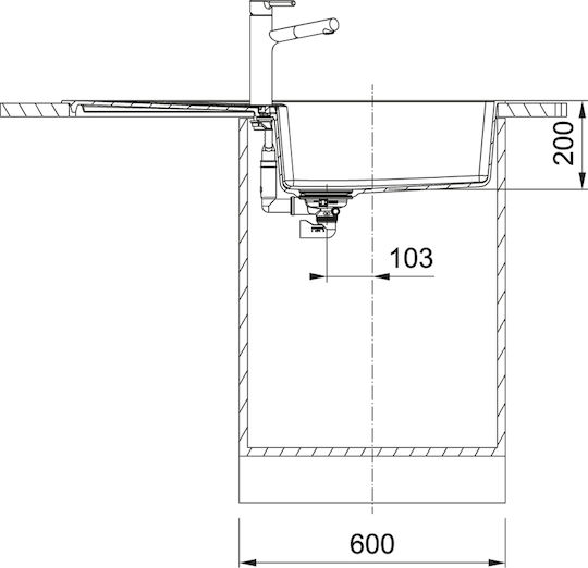Franke Centro Drop-In Küchenspüle aus Flüssiger Granit M100xB50cm Polarweiß