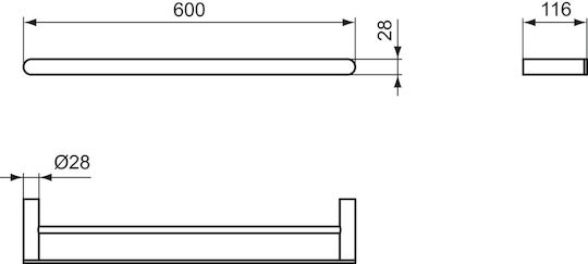 Ideal Standard Ράγα Μπάνιου Διπλή Επιτοίχια με Βίδες Ασημί