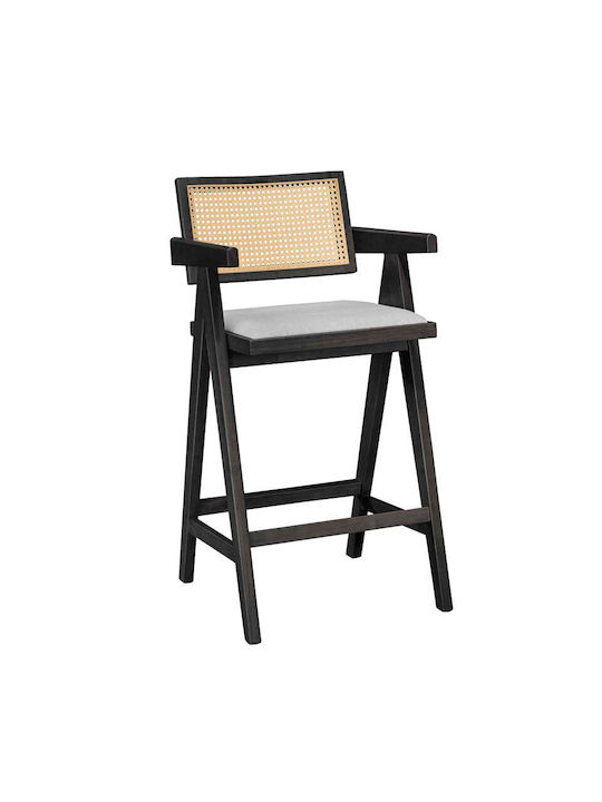 Barhocker mit Rückenlehne Hölzernes Winslow Schwarz 2 Stück 51,5x53,6x22cm
