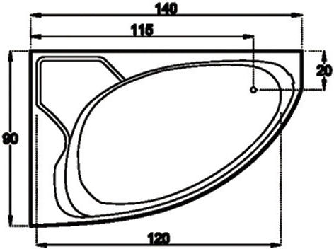 Sanitec Λυδια 01-01-00541 Γωνιακή Μπανιέρα Αριστερής Τοποθέτησης Ακρυλική 140x90cm
