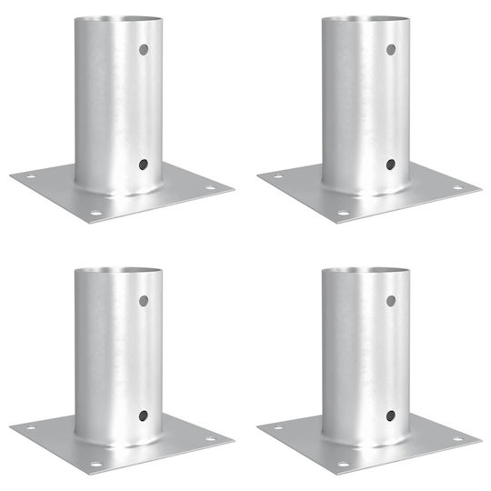 vidaXL Post Support for Garden Fence Made of Metal 15x15x15cm 4 Pieces Silver