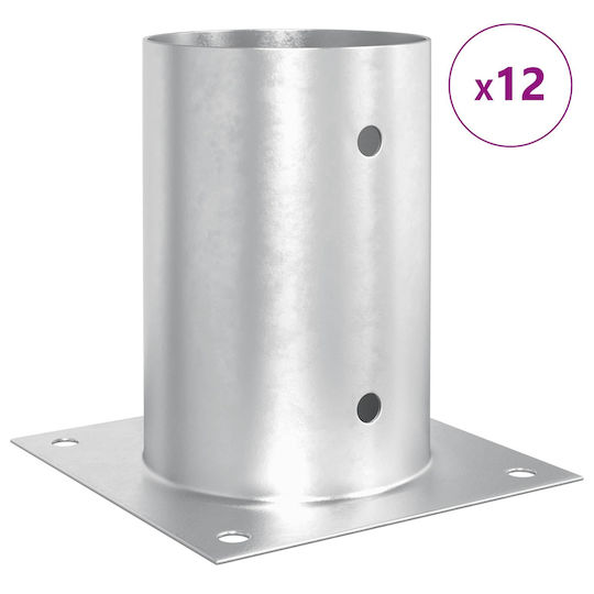 vidaXL Post Support for Garden Fence Made of Metal 15x15x15cm 12 Pieces Silver