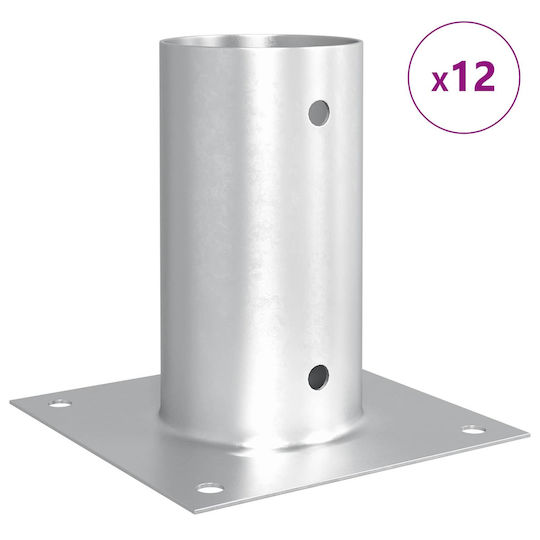 vidaXL Post Support for Garden Fence Made of Metal 15x15x15cm 12 Pieces Silver