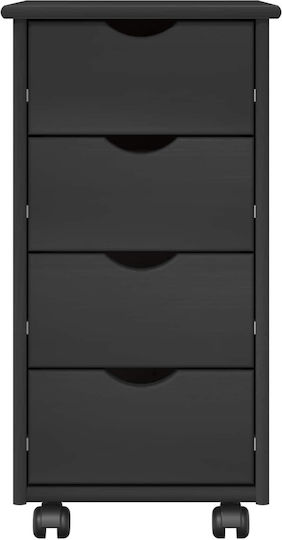 Office Drawer Made of Solid Wood with Wheels Grey 34x39x65.5cm
