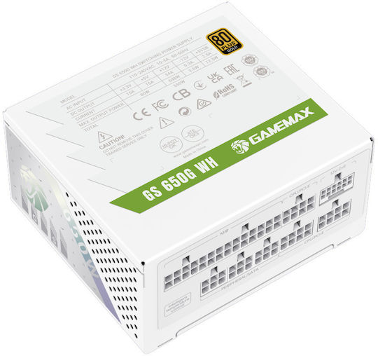 GameMax GS 650G 650W Λευκό Τροφοδοτικό Υπολογιστή Full Modular 80 Plus Gold