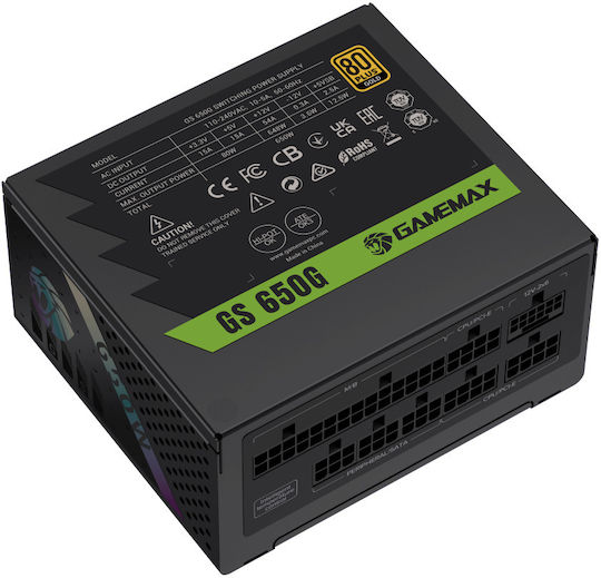GameMax GS 650G 650W Μαύρο Τροφοδοτικό Υπολογιστή Full Modular 80 Plus Gold