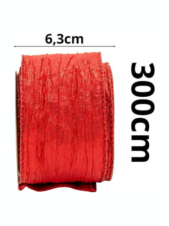 Crimped Ribbon 6.3cmx3m Red Red