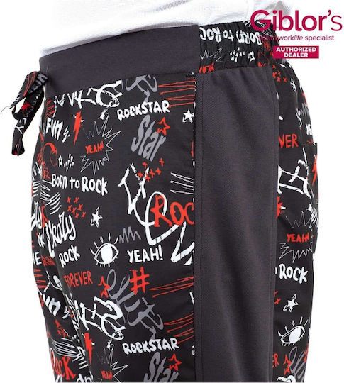 Chef Pants Elastic Waist Pattern Synthetic Zeno Rock