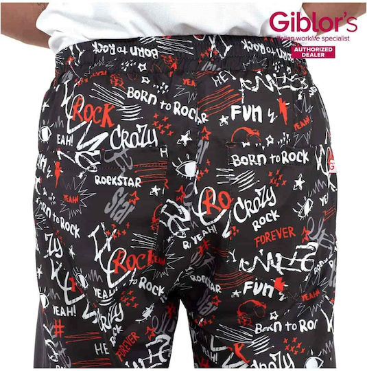 Chef Pants Elastic Waist Pattern Synthetic Zeno Rock