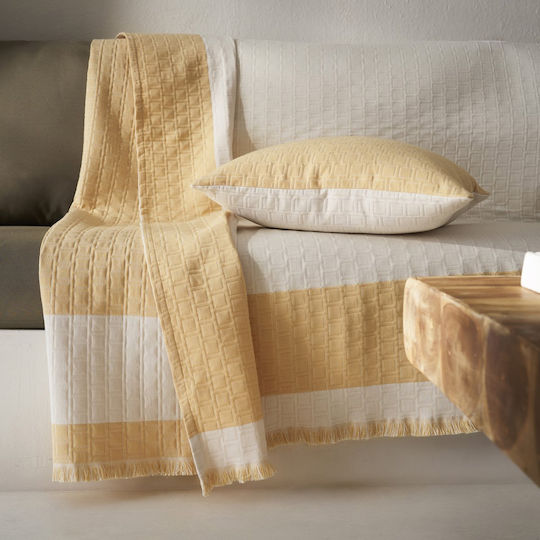 Gofis Home Solenne Покривка За Фотьойл Плетена 180x175см Sun Yellow