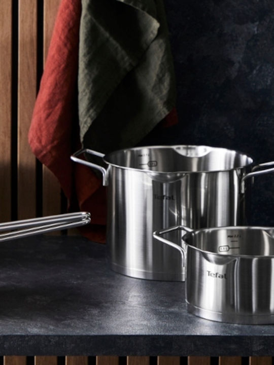 Tefal Σετ Μαγειρικά Σκεύη από Ανοξείδωτο Ατσάλι με Αντικολλητική Επίστρωση 25τμχ
