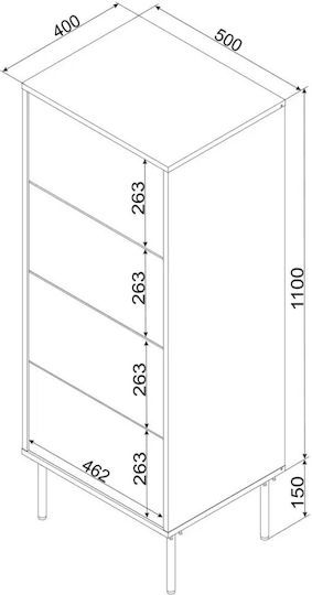 Sertar De Depozitare 4s Tresse Chest Metalic L50xL40xÎ125cm