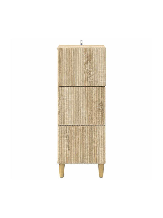 Wooden Storage Drawers with 3 Drawers L33xW34.5xH90cm
