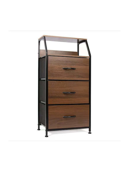 Drawers Storage Τiger Made of Metal & Wood with 3 Drawers L60xW39xH90cm