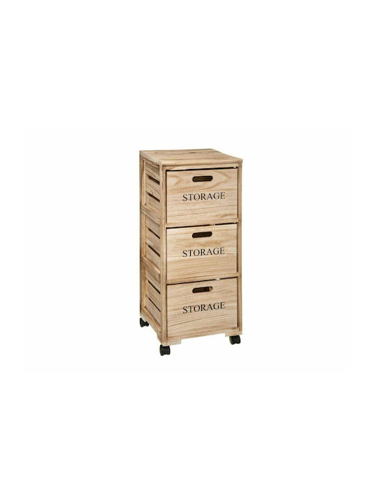 Storage Drawer Chest Solid Wood with 3 Drawers M34xW31.4xH82.2cm
