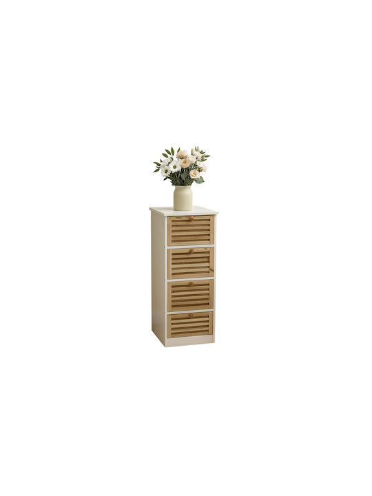 Bamboo Storage Drawers with 4 Drawers L31.5xW30xH81cm