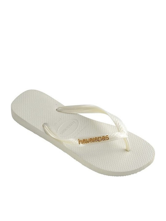 Top Logo Metallic Джапанки в Бял Цвят