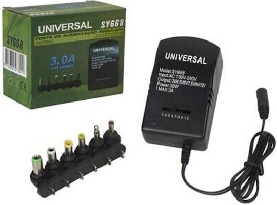 Универсален Лаптоп Зарядно Устройство 30W 12V 3A и със Сет Включени Букси