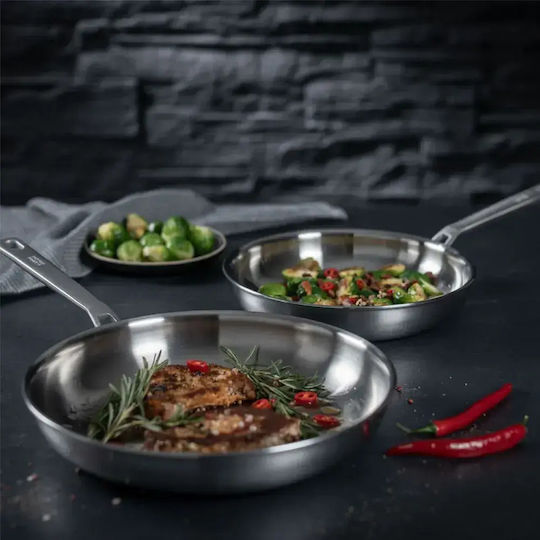 Kuhn Rikon Culinary Fiveply Set De Tigăi Din Oțel Inoxidabil Cu Acoperire Interioară Antiaderent 2 Buc