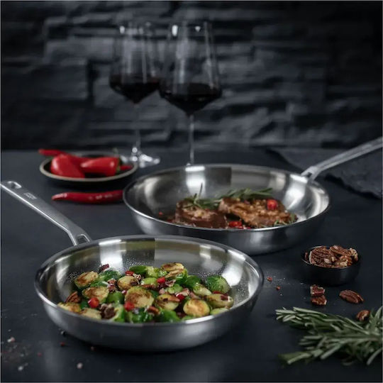 Kuhn Rikon Culinary Fiveply Set De Tigăi Din Oțel Inoxidabil Cu Acoperire Interioară Antiaderent 2 Buc