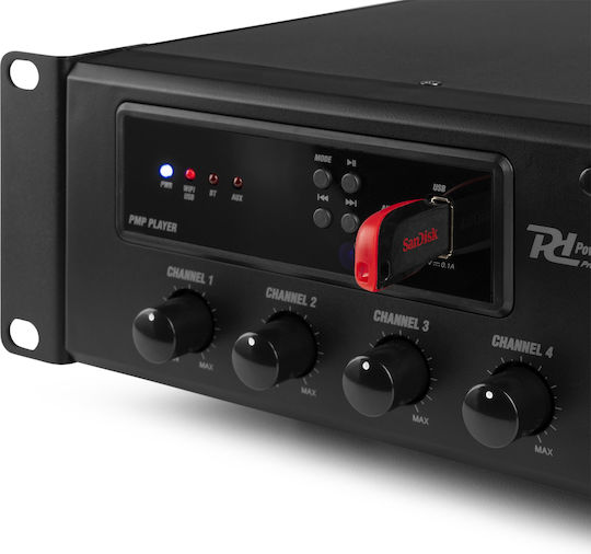 Power Dynamics PMP360 PRO Commercial Amplifier 100V 6 Zones 360W with Paging Announcement System 954.014