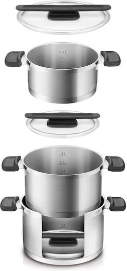 Tescoma Compact Stainless Steel Pots Set 3 Pieces