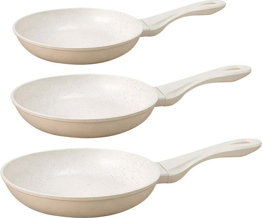 Signature Set 3 Pfannen 20 24 28cm Antihaftbeschichtung Mineral Beige
