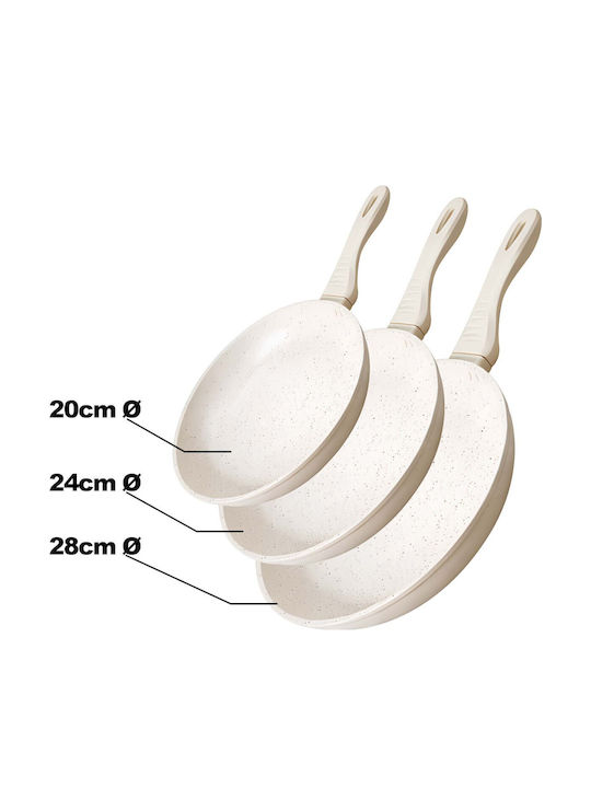 Signature Set 3 Pans 20 24 28cm Non-stick Mineral Coating Beige