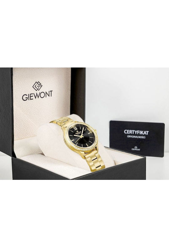 Giewont Ceasuri Dama 36mm Cu Baterie Cu Brățară Din Metal Auriu