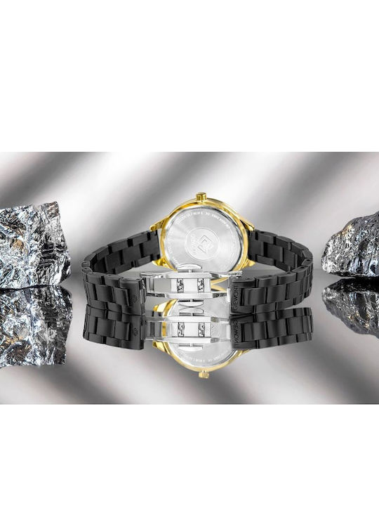 Giewont Womens Battery Watch With Black Metal Bracelet