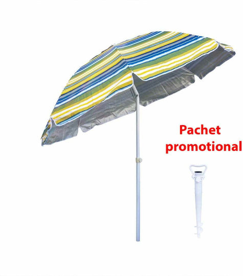 Umbrelă Pliabilă De Plajă Diametru 2m Cu Protecție UV Albă