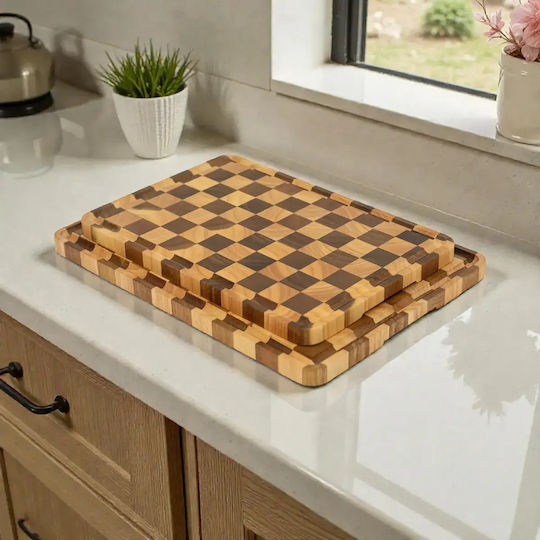 End Grain Wooden Serving Platter 35x24cm pl505.032