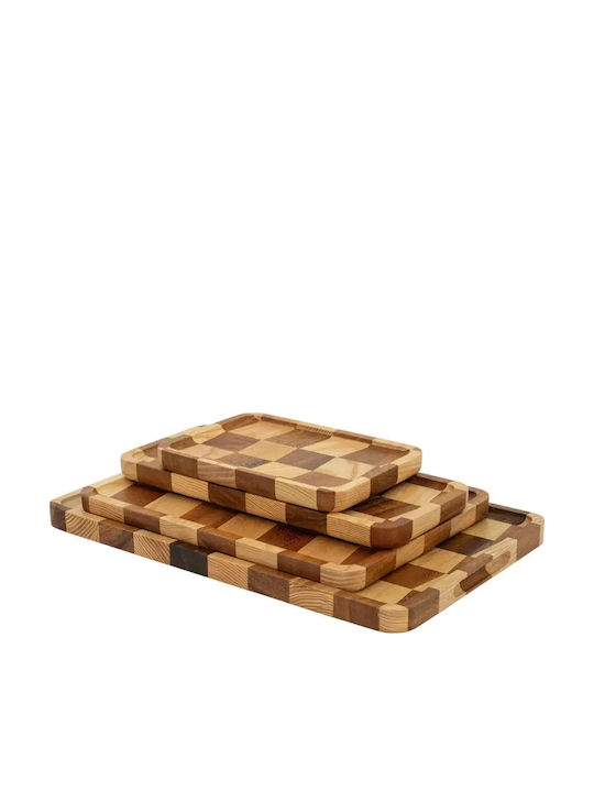 Ξύλινα Ορθογώνια Πιάτα End Grain Ακακίας & Rubberwood Με Τοίχωμα 38x24 Εκ.