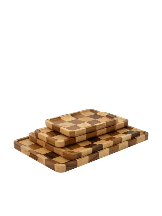 Ξύλινα Ορθογώνια Πιάτα End Grain Ακακίας & Rubberwood Με Τοίχωμα 38x24 Εκ.