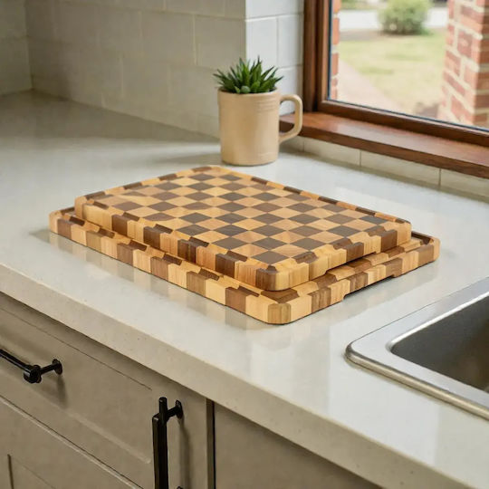 End Grain Wooden Serving Platter 40x28cm pl505.033