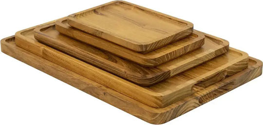 Ξύλινο Ορθογώνιο Πιάτο Teak Με Τοίχωμα 38x24 Εκ Ξύλινο Ορθογώνιο Πιάτο Teak Με Τοίχωμα 38x24 Εκ