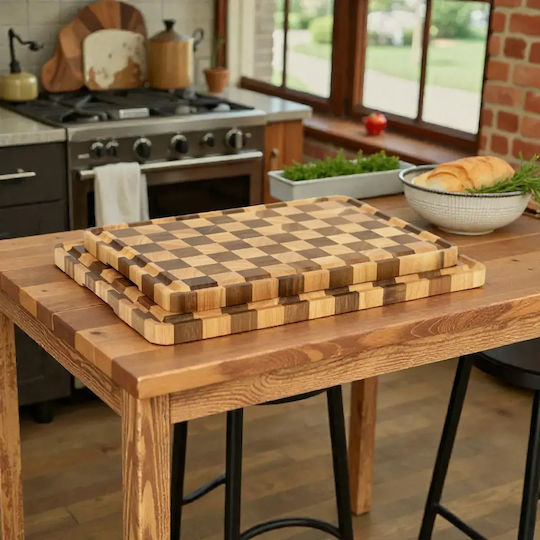 End Grain Wooden Serving Platter 40x28cm pl505.033