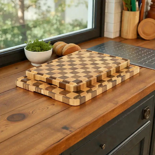 End Grain Wooden Serving Platter 40x28cm pl505.033