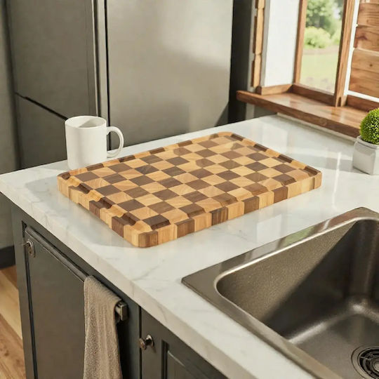End Grain Wooden Serving Platter 40x28cm pl505.033