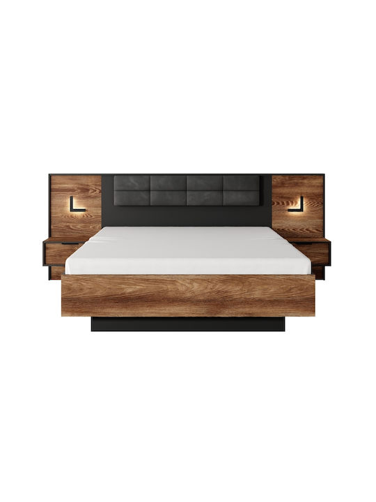 Bedroom Furniture Set Chestnut + Anthracite 160x200cm 3pcs