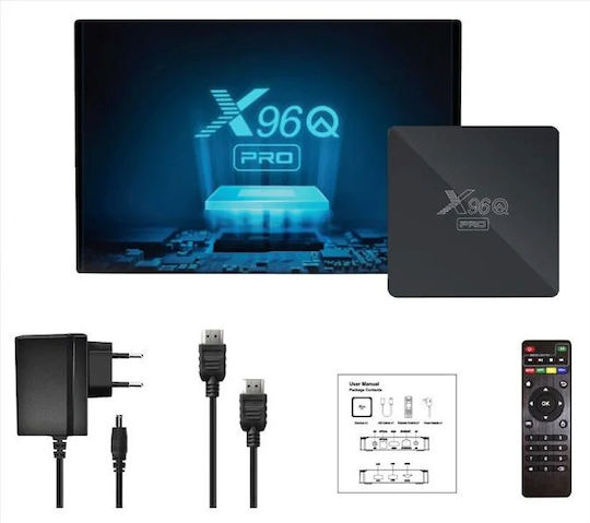 TV Box X96Q-PRO 4K UHD with Wi-Fi 4GB RAM and 64GB Storage with Android 10.0 Operating System