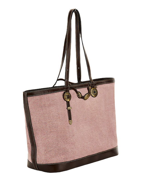 Fabric Women's Shoulder Shopper Bag Pink