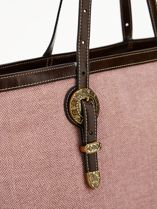 Fabric Women's Shoulder Shopper Bag Pink
