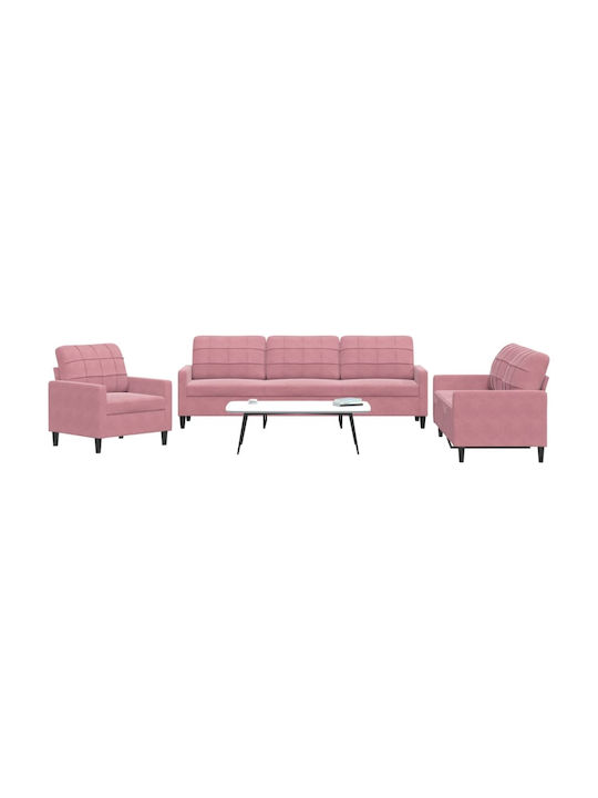Living Room Furniture Set 2 seater & 2 seater & Armchair Pink