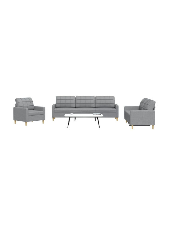 Living Room Furniture Set 3-Seater & 2-Seater & Armchair Gray