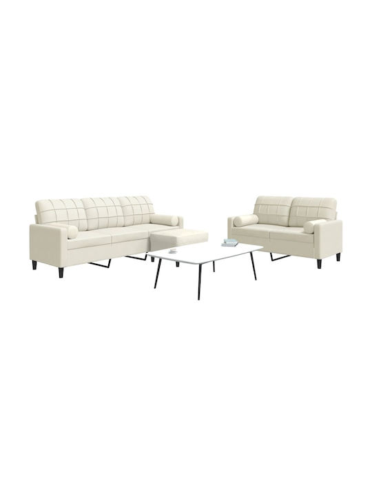 Living Room Furniture Set 3-Seater & 2-Seater & Stool Beige