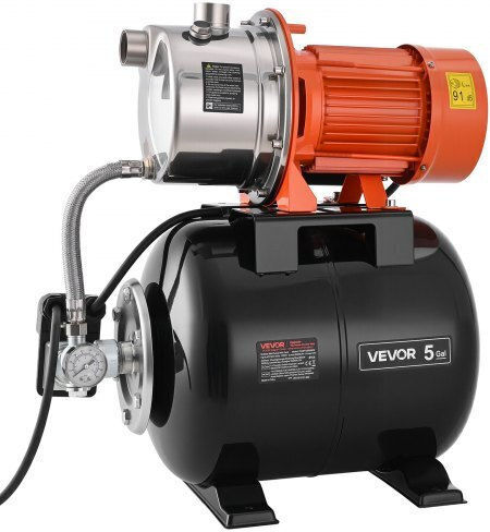 Vevor Elektrische Oberflächenwasserpumpe mit Automatischer Saugung 1,6hp Einphasig