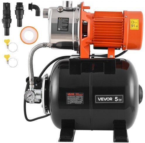 Vevor Elektrische Oberflächenwasserpumpe mit Automatischer Saugung 1,6hp Einphasig