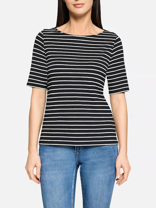 Betty Barclay Damen T-Shirt Gestreift Schwarz