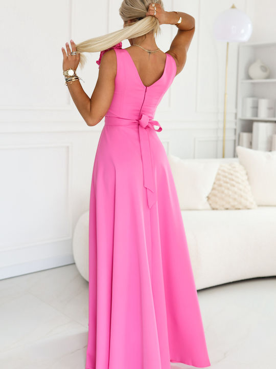 Rochie de Vară Maxi de Seară cu Deschizătură Candy Pink